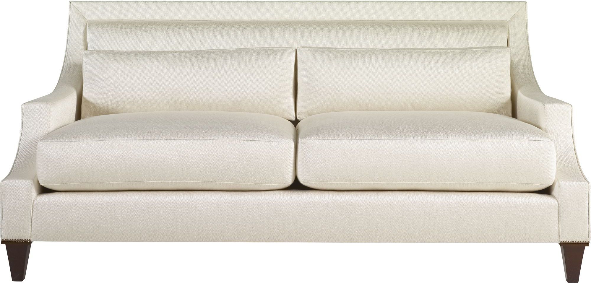 Front view of a two-seater loveseat with two seat cushions.