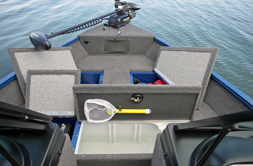 1650 Angler Sport Bow Deck Compartments Open