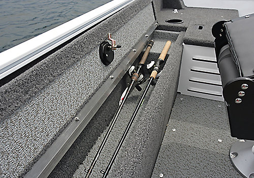 1650 Angler Tiller Starboard Side Rod Storage Compartment Open