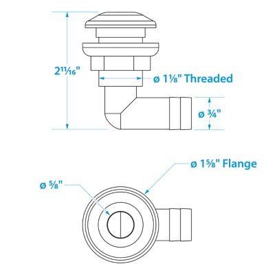 THRU-HULL CONN-WHT PLAS-3/4 X 90 DEGREE