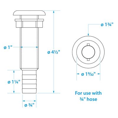 4-LONG THRU-HULL 3/4 -WHT PLA