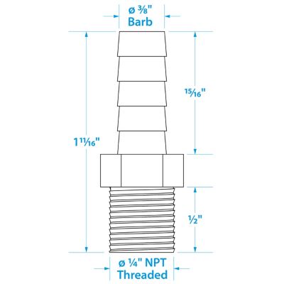 MALE HOSE BARB-3/8 X1/4  NPT