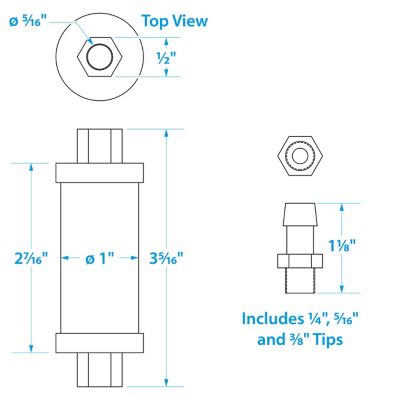 UNIVERSAL IN-LINE FUEL FILTER BARBS INCLUDED 1/4,5/16,3/8