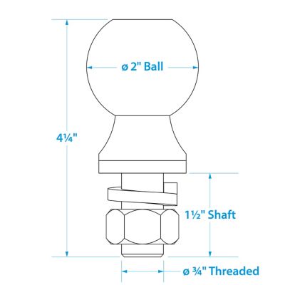 TRLR BALL 2″X3/4″X1-1/2″ CHR P