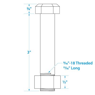 SHACKLE BOLT-9/16 W/NUT 2/CD