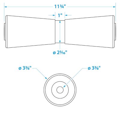 Seachoice Heavy Duty Molded Keel Roller, Black, Boat Trailer, 12 in. X 5/8 in., Nylon Inserts