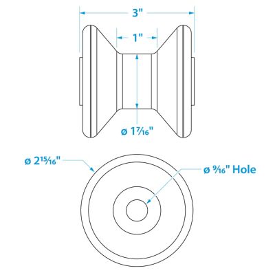 BOW ROLLER-YLW-3 X 1/2