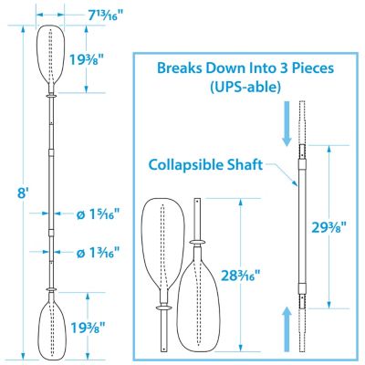 KAYAK PADDLE 8FT 3 PC. UPSABLE