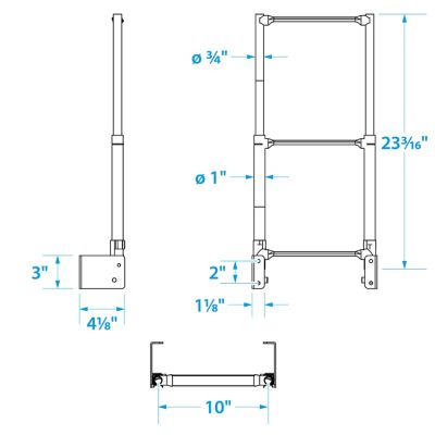 SS TRANSOM MOUNT 3 STEP LADDER