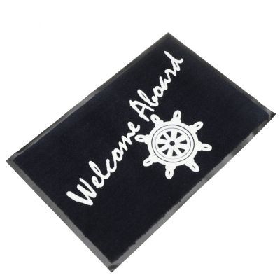 WELCOME ABOARD MAT-NAVY NAVY OLEFIN 18X27 W/LABELS