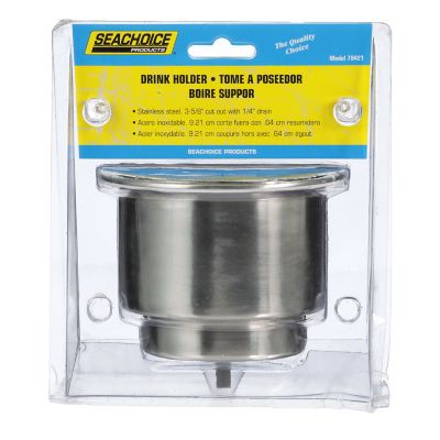 SS RECESSED DRINK HOLDER W/DRN