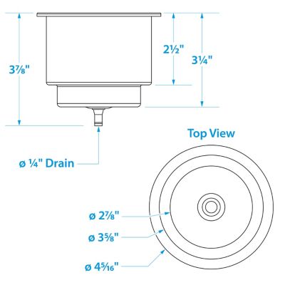 SS RECESSED DRINK HOLDER W/DRN