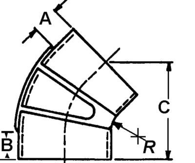 EXHAUST ELBOW 3X45DEG PMG