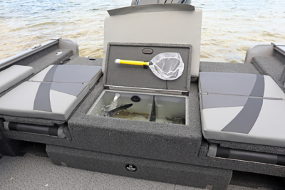 Aft Deck Sun Pad Cushion Set with Livewell Open
