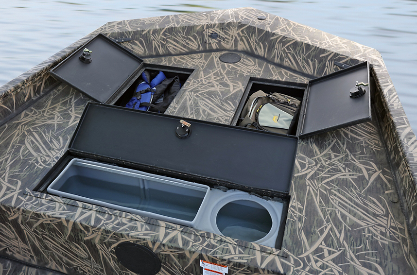 Bow Deck Storage Compartments Open