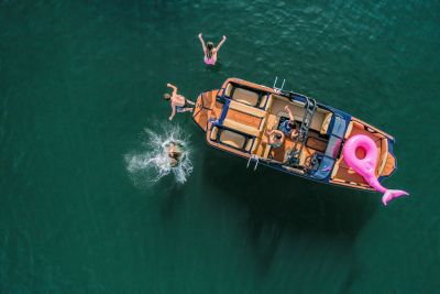 Overhead shot of family jumping off The WT2 DC