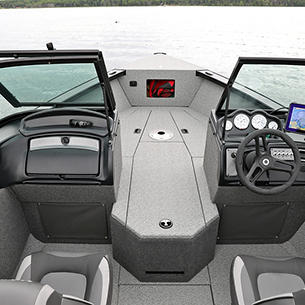 Fisherman Consoles with Walk-Way Hatch Open (Shown with Full Vinyl Option)