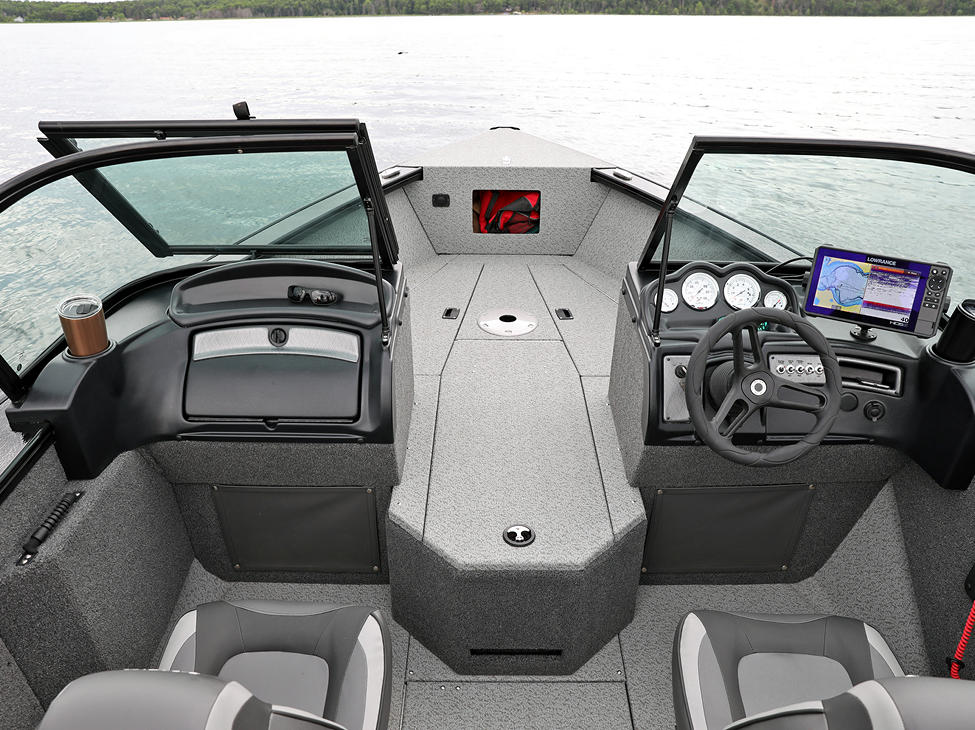 Fisherman Consoles with Walk-Way Hatch Open (Shown with Full Vinyl Option)