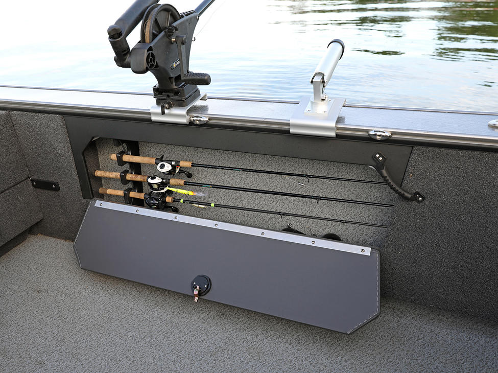 Fisherman Port Rod Storage Compartment Open (Shown with Optional Lockable Doors)