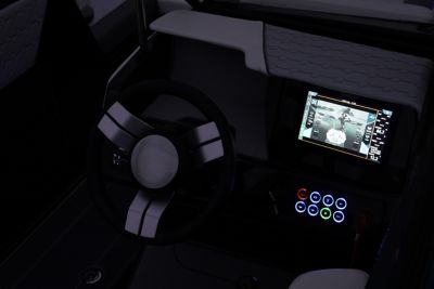  dash features at night on the H22 wake boat