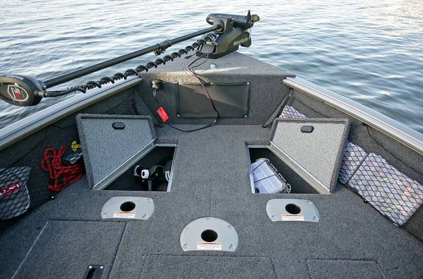 Impact XS Bow Deck Storage Compartments Open