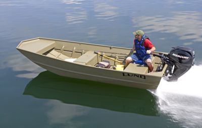 Lund® Mod V Jon Boats 1852 17 Foot Tiller Boat to Hunt and Fish