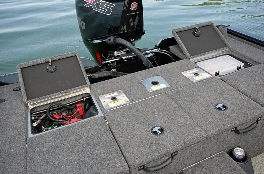 Pro-V Bass XS Aft Storage Compartments Open