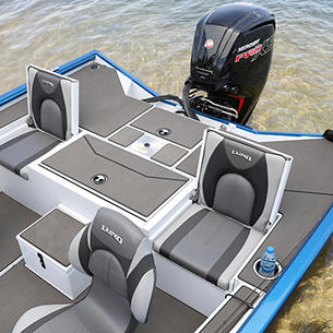 Renegade Aft Deck with Jump Seats Up shown with Optional Stick-On Marine Mat