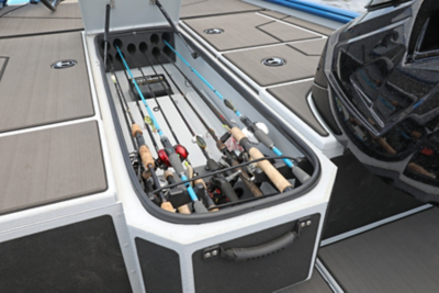 Renegade Center Rod Storage Compartment Open shown with Optional Stick-On Marine Mat