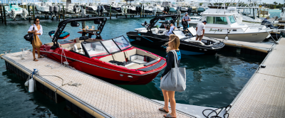 friends getting ready to get on their Heyday wake boat