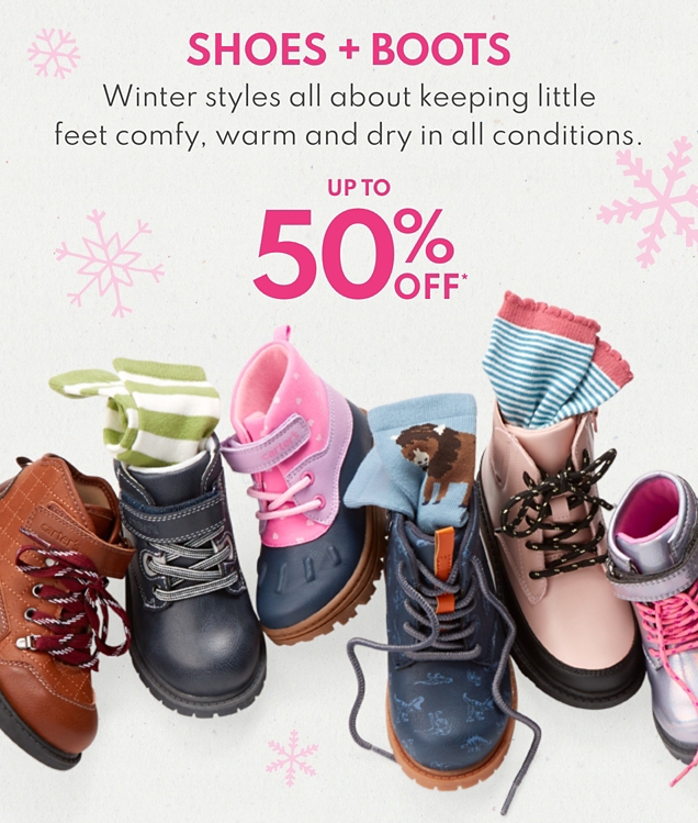 SHOES + BOOTS | Winter styles all about keeping little feet comfy, warm and dry in all conditions. | UP TO 50% OFF*
