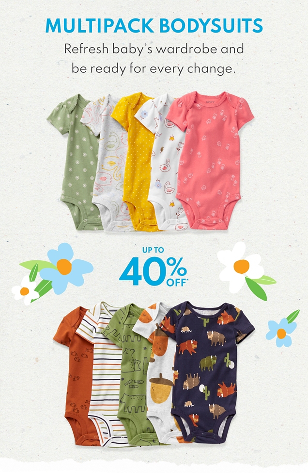 MULTIPACK BODYSUITS | Refresh baby's wardrobe and be ready for every change. | UP TO 40% OFF* 