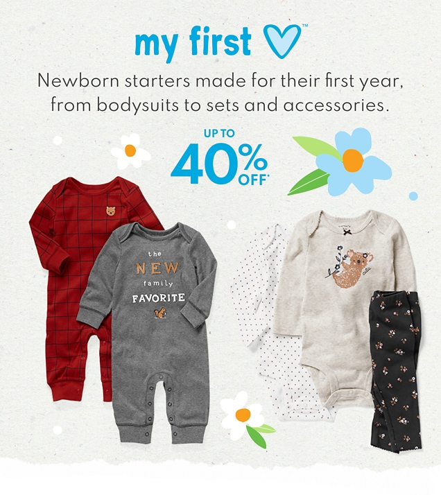my first love | Newborn starters made for their first year, from bodysuits to sets and accessories. | UP TO 40% OFF* 
