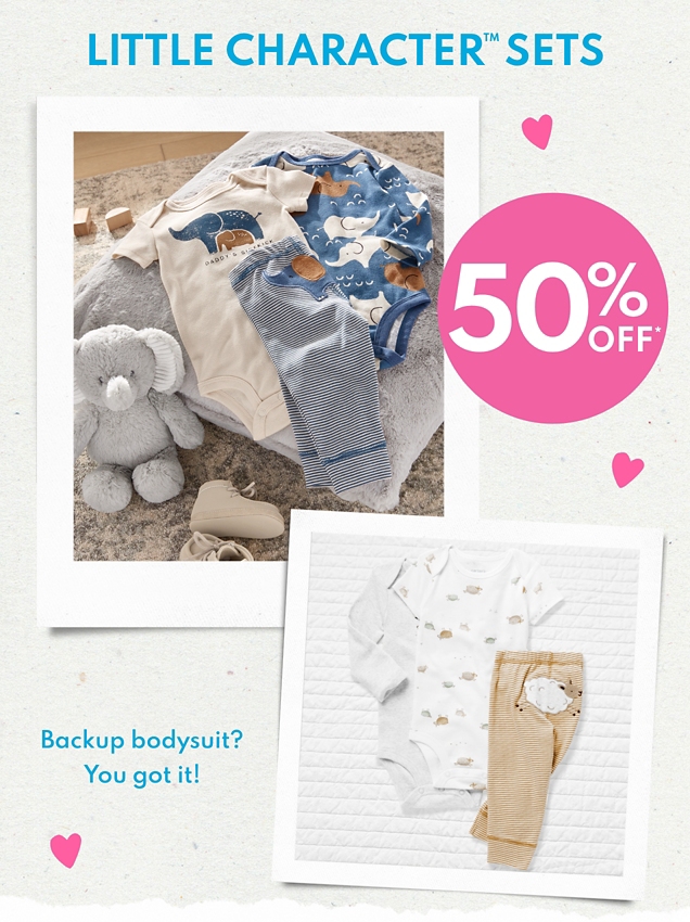 LITTLE CHARACTER SETS | 50% OFF* | Backup bodysuit? | You got it! 