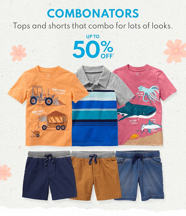 COMBONATORS | Tops and shorts that combo for lots of looks. | UP TO 50% OFF*