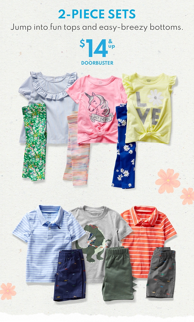 2-PIECE SETS | Jump into fun tops and easy-breezy bottoms | $14 & up DOORBUSTER 