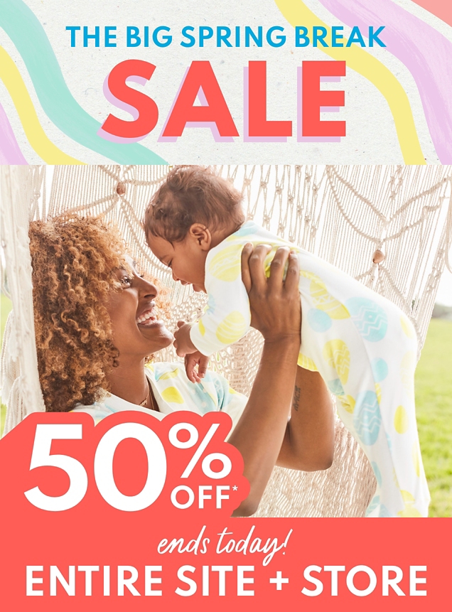 THE BIG SPRING BREAK SALE 50% OFF* ends today ENTIRE SITE + STORE