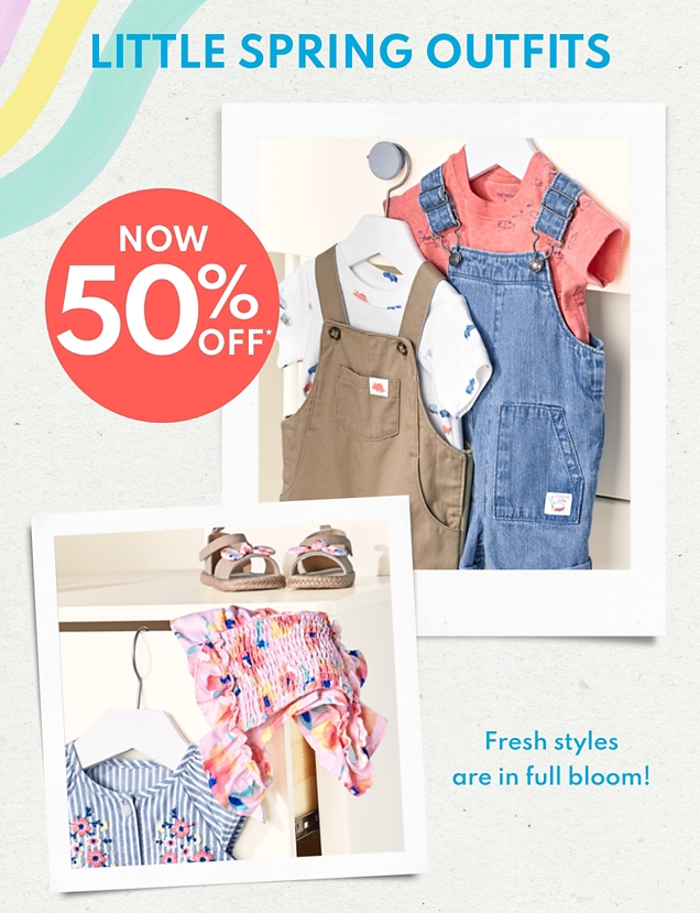 LITTLE SPRING OUTFITS NOW 50% OFF* Fresh styles are in full bloom!