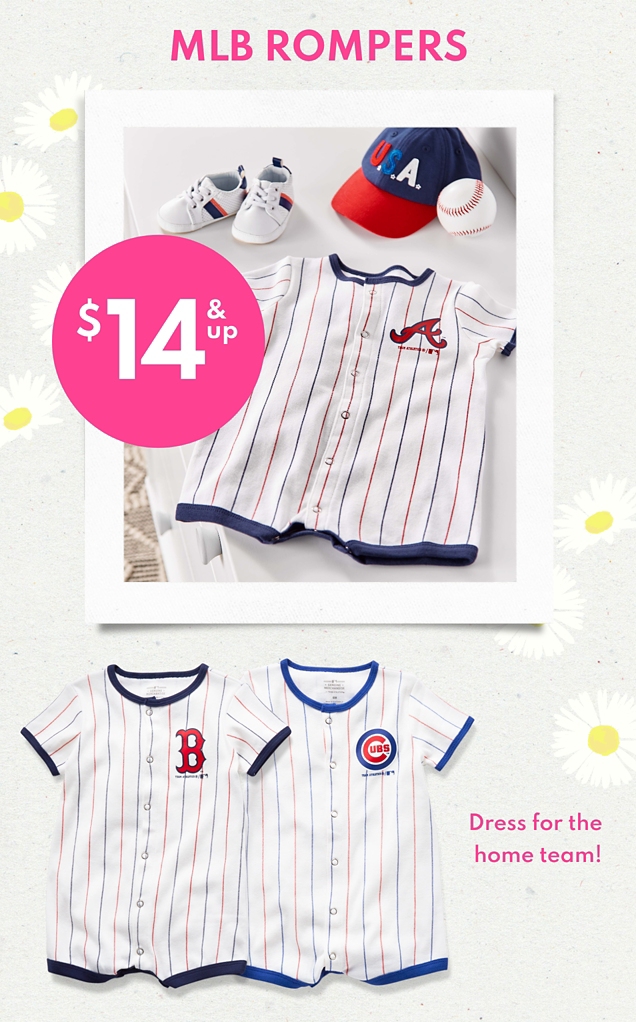 MLB ROMPERS | $14 & up | Dress for the home team!