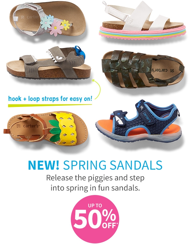 hook + loop straps for easy on! | NEW! SPRING SANDALS | Release the piggies and step into spring in fun sandals. | UP TO 50% OFF*
