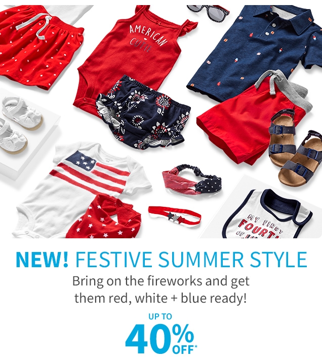 NEW! FESTIVE SUMMER STYLE | Bring on the fireworks and get then red, white + blue ready! | UP TO 40% OFF*