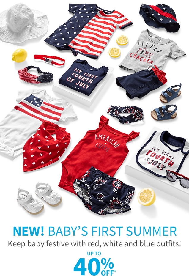NEW! BABY'S FIRST SUMMER | Keep baby festive with red, white and blue outfits! | UP TO 40% OFF* 