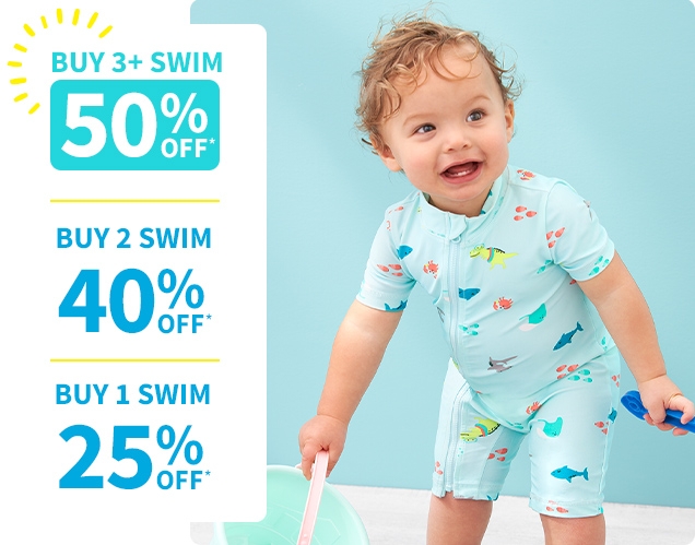 BUY 3+ SWIM | 50% OFF* | BUY 2 SWIM | 40% OFF* | BUY 1 SWIM | 25% OFF*