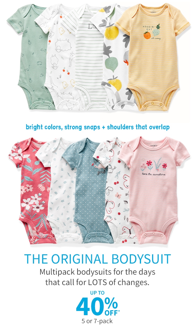 bright colors, strong snaps + shoulders that overlap | THE ORIGINAL BODYSUIT | Multipack bodysuits for the days that call for LOTS of changes. | UP TO 40% OFF*5or 7-pack 
