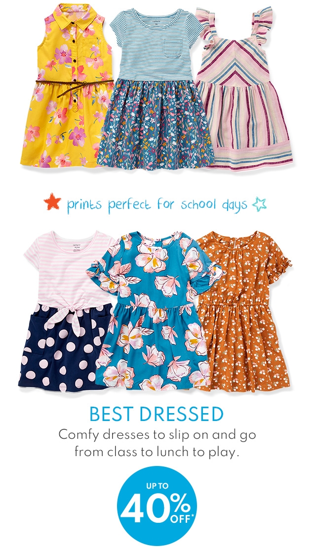 BACK TO SCHOOL 2021 | prints perfect for school days | BEST DRESSED | Comfy dresses to slip on and go from class to lunch to play. | UP TO 40% OFF*