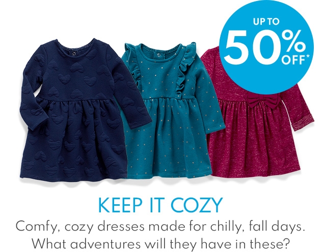 UP TO 50% OFF* | KEEP IT COZY | Comfy, cozy dresses made for chilly, fall days. What adventures will they have in these?