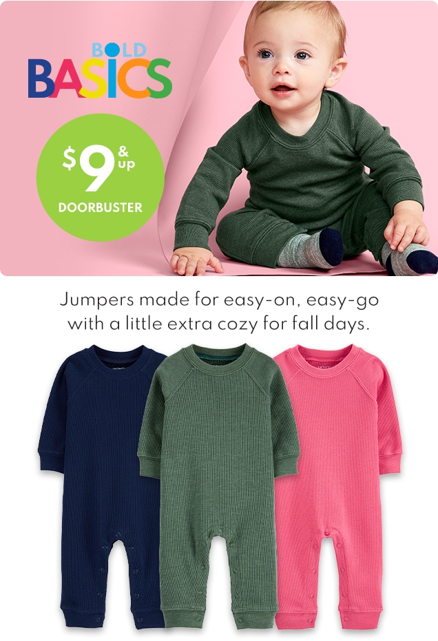BOLD BASICS | $9 & UP DOORBUSTER | Jumpers made for easy-on, easy-go with a little extra cozy for fall days.