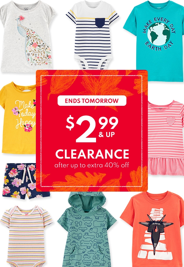 ENDS TOMORROW | $2.99 & UP CLEARANCE | after up to extra 40% off