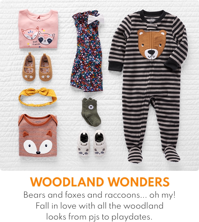 WOODLANDS WONDERS | Bears and foxes and racoons... oh my! Fall in love with all the woodland looks from pjs to playdates.