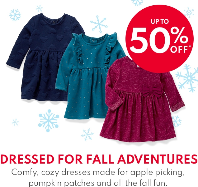 UP TO 50% OFF* | DRESSED FOR FALL ADVENTURES | Comfy, cozy dresses made for apple picking, pumpkin patches and all the fall fun.